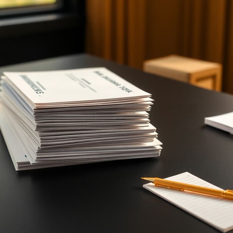 Dosare fiscale ordonate cu un pix auriu pe birou